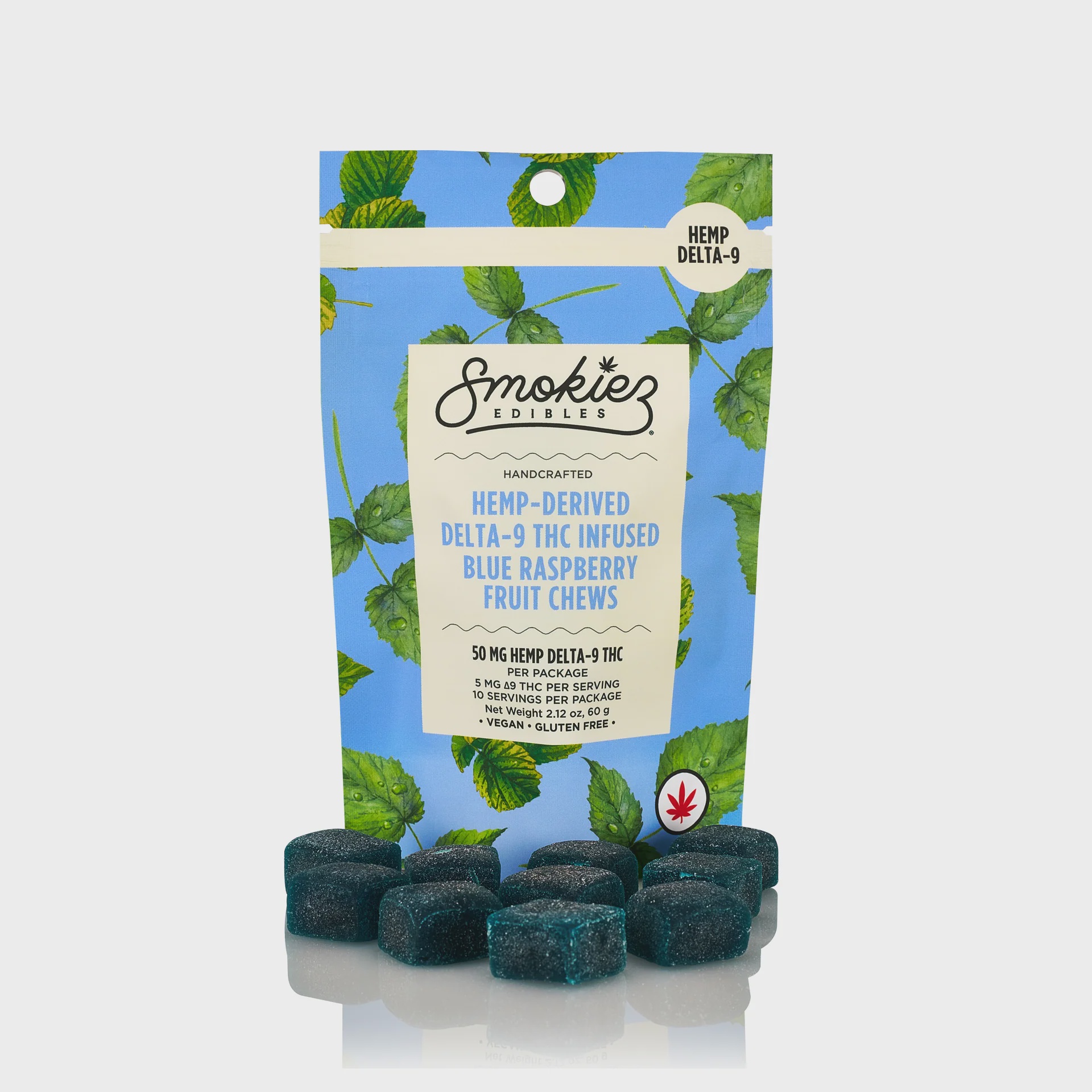 Smokiez Edibles Delta-9 Blue Raspberry Hemp Derived Delta-9 THC Fruit Chews 5 mg 10 pk